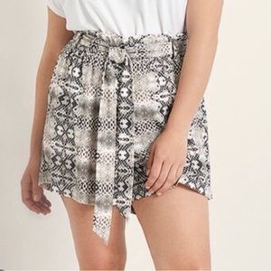 Eloquii Paper Bag Waist Snake Print Shorts